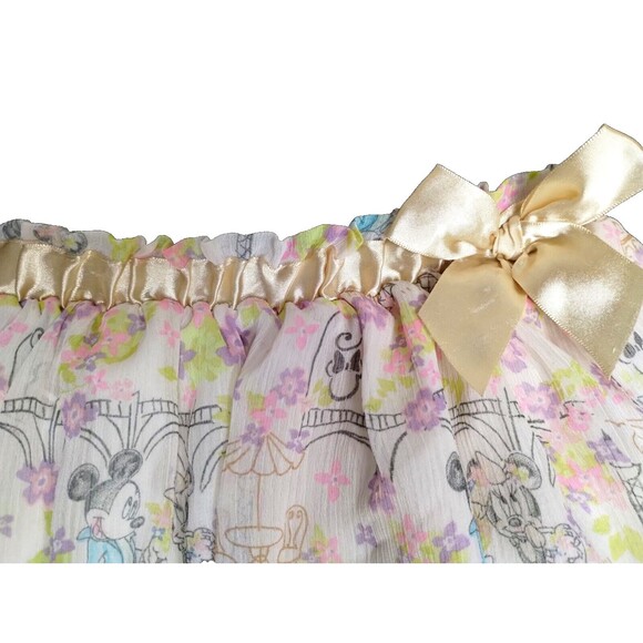 Disney toddler girls pink Mickey and Minnie Gold Bow Trim Elastic tutu SKORT 4t - Picture 5 of 11